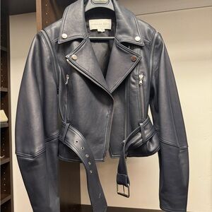 Veronica Beard Midnight Blue Leather Jacket